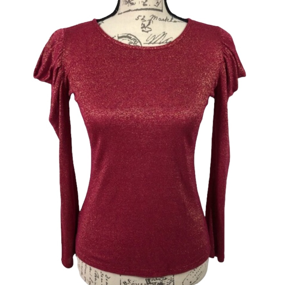 ✨Vintage✨ April, Puff Shoulder Sparkly Long Sleeve, Size S - Picture 3 of 13